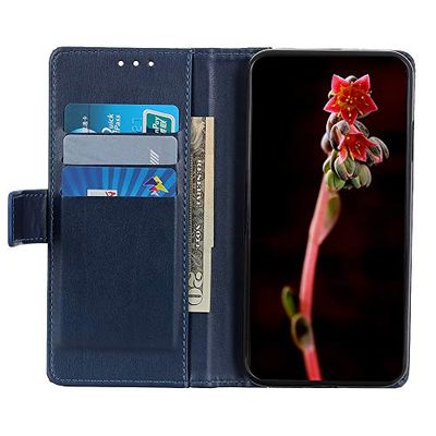 Fyuui Luxury Wallet Case for iPhone 8 Plus Coin Pocket ID/Credit Card Slots Stand Magnetic Flip Cover Shockproof Flexible Soft TPU Rubber Bumper Slim Protective Case Blue