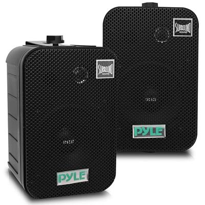 Pyle Sistema Altoparlanti Impermeabili, Casse Audio da 13,3 Centimetri per Parete/Soffitto, Speaker con Griglia Robusta e Casse Supporto Universale per Piscina, Patio, Interni, Nero