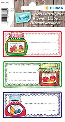 HERMA 3766 76 x 35 mm Jam Preserving Labels, Self-Adhesive Household Labels in Fruit Design for Preserving and Spice Jars, 12 Kitchen Stickers