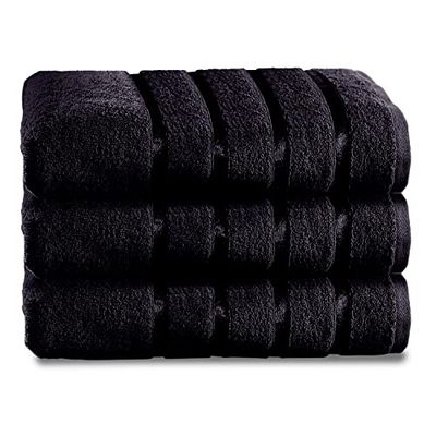GC GAVENO CAVAILIA Kensington Drap de Bain 100% Coton égyptien de qualité supérieure, très Absorbant, séchage Rapide, Noir