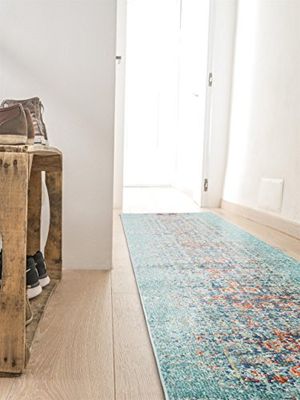 benuta Tapis, Fibres synthétiques, Turquoise, 70X240 cm