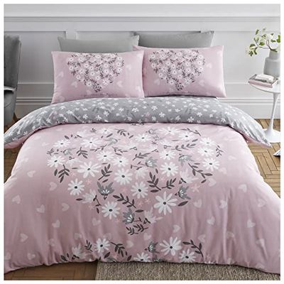 GC GAVENO CAVAILIA Premium Heart Duvet Cover Single Pink, Soft Printed Bedding Sets, Warm & Cosy Quilt Covers, 705864