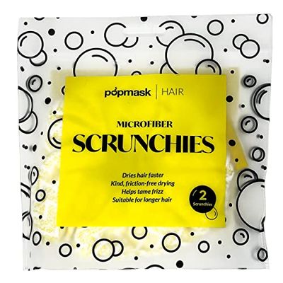 Popband Lot de 2 chouchous extensibles en microfibre - Jaune - Pour tous les types de cheveux, réduit les frisottis, empêche les accrocs et les cassures - Absorbant et à séchage rapide