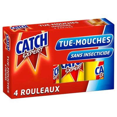 Catch Expert Mouches – Papier Tue-Mouches (4 rouleaux) – Anti-Mouches – Piège à Mouches – Ruban Inodore