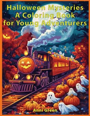Halloween Mysteries A Coloring Book for Young Adventurers: Adorable Halloween Coloring Book For Kids, Teens, Adults, Pumpkins, Candy Train, Halloween Sweets, Cats