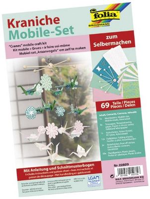 folia 22829 Mobiele set om zelf kranen te maken, met 69 delen, handleiding en patroon boog - complete set voor het maken van een mobiel
