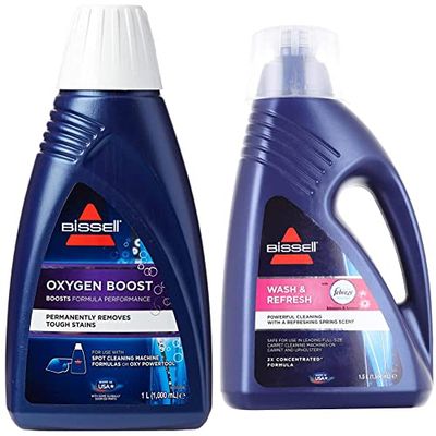 BISSELL SpotClean Oxygen Boost Formula, Nylon/A, Double Concentrate & Wash & Refresh Febreze Carpet Shampoo | Blossom & Breeze Scent With Febreze | For Use With All Leading Upright Carpet Cleaners