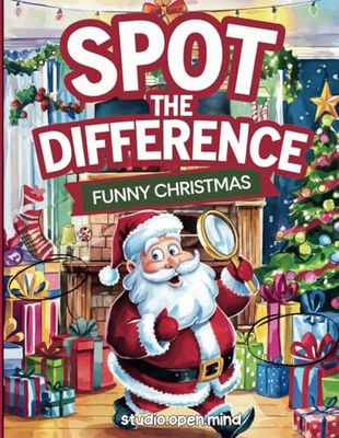 Spot the Difference Activity Book for Seniors, Adults & Teens: Funny Christmas: 55 Festive Images: Brain Health Picture Puzzles for Stress Relief