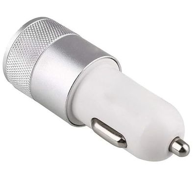 Dubbele USB-oplader, zilver, voor sigarettenaansteker, oplader voor elk apparaat met USB-ingang