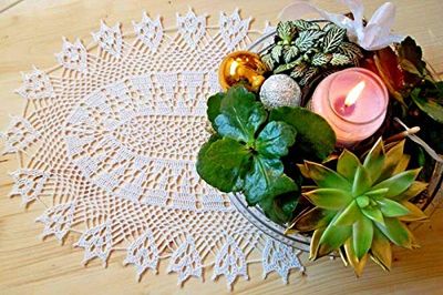 Centro centrotavola ovale pizzo ad uncinetto misura 50 x 35 cm fatto a mano di cottone bianco nuovo idea regalo nozze pasqua arredo casa tovaglietta di pizzo bianco