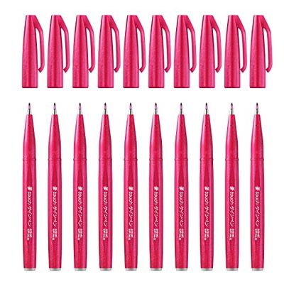 Pentel - Pennarello con punta simile a pennello “Brush Sign Pen”, SES15C-12 10 Bordeaux