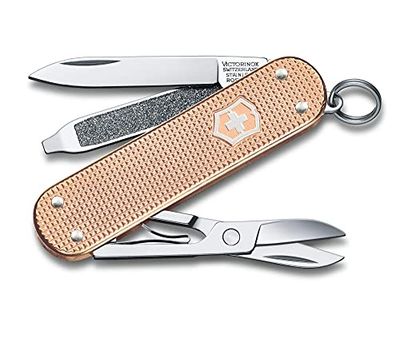 Victorinox Taschenmesser Classic SD Alox (5 Funktionen, Klinge, Nagelfeile, Schere), klein, peach, 0.6221.202G, Fresh Peach, 58 mm