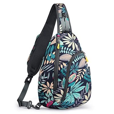 G4Free Kleine Sling Bag Schouder Rugzakken Gym Tassen Borst Rugzak Crossbody Dagrugzakken voor Wandelen Outdoor, Esdoornblad Blauw, S