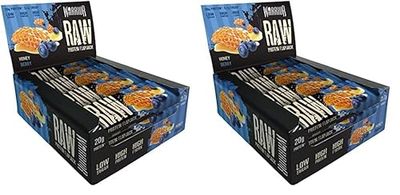 Warrior Raw Protein Flapjacks – 12 Bars x 75g Each – Packed with 20g of Protein – Low Sugar, High in Fibre (Honey Berry) (Pack of 2)