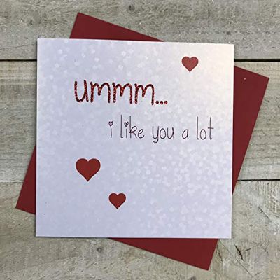 Carte di Cotone Bianco UMMM Mi piaci Molto Carta San Valentino a Mano
