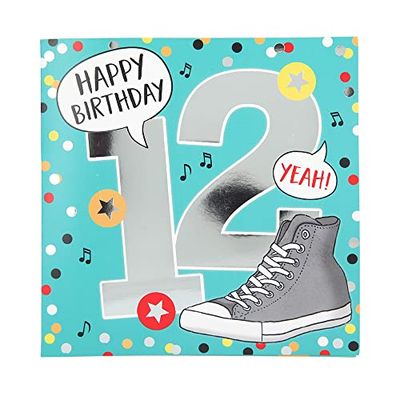 Depesche 11515-022 Number Card for 12th Birthday with Music, Refined Folding Card with Original Text Inside Including Envelope, Format 15.5 x 15.5 cm