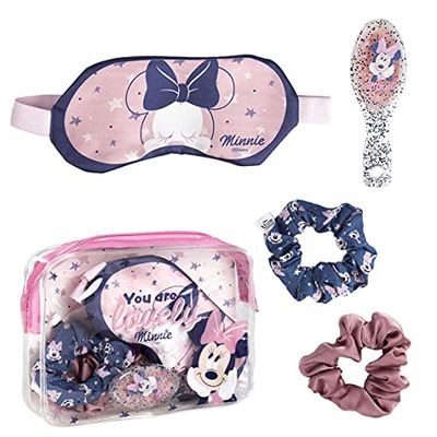 CERDÁ LIFE'S LITTLE MOMENTS Minnie Mouse Cadeauset met slaapmasker, kam en haarelastiekjes van stof, officieel Disney-gelicentieerd product, cartoon, meerkleurig, S (2500001924)