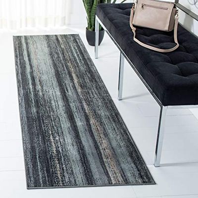 SAFAVIEH Tapis Traditionnel Pour Salon, Salle à manger, Chambre à coucher - Vintage Collection, Tapis à poil court, Fusain et Multi, 66 X 244 cm