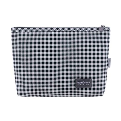 Cambrass – neceser para guardar cosas de aseo del bebé – neceser bebé con cremallera – bolso organizador para aseo - Bolsa Aseo Vichy Negro 6x28x20 cm