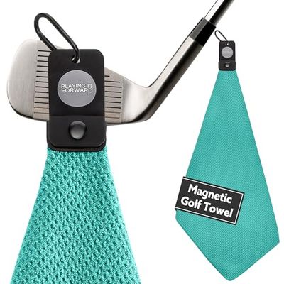 Playing It Forward Asciugamano da golf magnetico per sacche da golf con clip per uomini e donne, asciugamano da golf in microfibra con trama a nido d'ape con magnete industriale per una forte tenuta