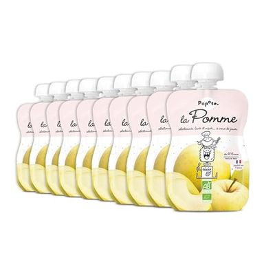 POPOTE - Purée de Pomme BIO texture lisse dès 4/6 mois - Pack de 10 gourdes x 120g
