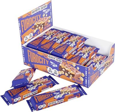 Furocity Protein Bars, Chocolate Orange Flavour, High Protein, 20g Protein per Serving, Low Calorie, Low in Sugar, Ideal Pre and Post-Workout Snack, 15 x 60g Bars