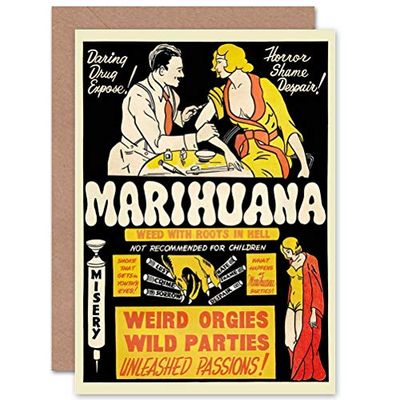 Wee Blue Coo Political Drug Abuse Marijuana Weed Weird Birthday Sealed Greeting Card Plus Envelope Blank inside