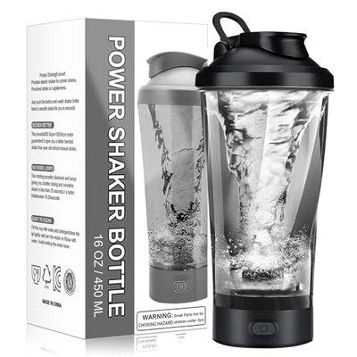 HIYAA Electric Protein Shaker Bottle, 16 oz Rechargeable Vortex Portable Electric Mixer, BPA Free, Shaker Cups for Protein Shakes and Meal Replacement Shakes, Perfect Gym Gift for Men Women, Black