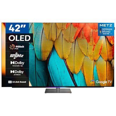 Metz MOD9500 Smart TV 42", OLED, Google TV, 4K 120Hz, HDR10+, Dolby Vision IQ, 6 Speakers 2.1 54W, Dolby Atmos, Base Girevole, Voice Control, DVB-T2/S2/C, HDMI, CI+, [4 Anni di Garanzia]