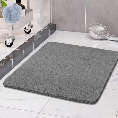 COSYLAND Tapis de Douche Antidérapant 80x80 cm - Tapis de Bain Sécurité Confortable en PVC Luffa - Séchage Rapide avec Trous de Drainage - pour Salle de Bain et Zones Humides - Découpable - Gris