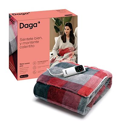 DAGA Couverture de canapé électrique Relax Souple Plus, Technologie Intellisense, Tissu Ultra-Doux et Grandes Poches, Multi-minuteur, 6 Niveaux de température, 150 x 110 cm