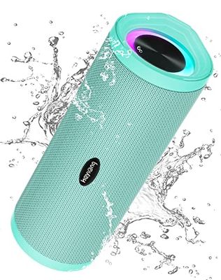 HEYSONG Cassa Bluetooth Portatile Potente IPX7 Impermeabile Altoparlante Bluetooth-Con Luce, Fino a 40h di Autonomia, Bassi Potenti, Vivavoce Microfono-Con AUX, TF - Verde