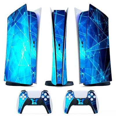 Skin Adesiva - Compatibile per PS5 - Cover per personalizzare la Console - Pellicola in Vinile Removibile - Qualità HD Satinata Opaca (Digital, P5-D009 - geometric piont blue)