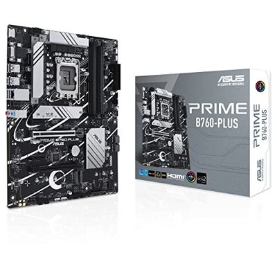 ASUS PRIME B760-PLUS – Carte mère Intel B760 LGA 1700 ATX (DDR5, PCIe 5.0, 3 x PCIe 4.0 M.2, DisplayPort, VGA, HDMI, SATA 6 Gb/s, USB 3.2 Gen 2x2 Type-C, Thunderbolt USB4 support, Aura Sync RGB)