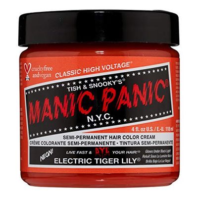 Manic Panic Electric Tiger Lily Classic Creme, Vegan, Cruelty Free, Orange Semi Permanent Hair Dye, 118 ml