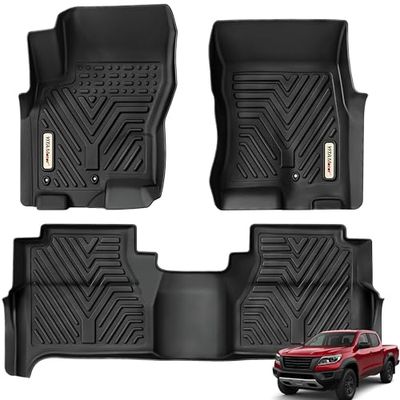 YITAMOTOR Floor Mats Compatible with 2008-2019 Nissan Frontier Crew Cab, Custom Fit Floor Liners, 1st & 2nd Row All-Weather Protection