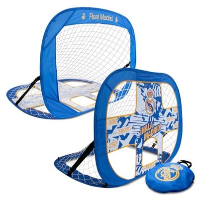 Hy-Pro Portería de fútbol 2 en 1 con licencia oficial del Real Madrid de 4 pies x 3 pies, portería de fútbol portátil, equipo de entrenamiento de fútbol, bolsa de transporte, niños, adultos, mercancía