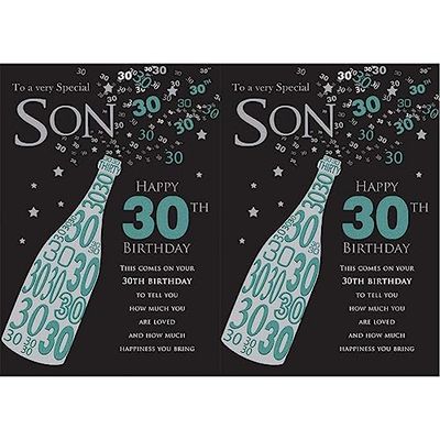 Piccadilly Greetings Group Ltd STUNNING TOP RANGE TO A VERY SPECIAL SON HAPPY 30TH BIRTHDAY GREETING CARD,Green,10 x 7 (Pack of 2)