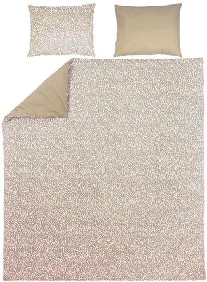 Meyco Home Cheetah/Uni sänglinne dubbelsäng (bomull, material som andas, lättskött, praktisk vikremsa, mått: 200 x 200/220 cm), taupe