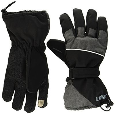 Gregster Guanti da Sci e Snowboard per Uomo con Isolamento Termico Thinsulate, Polpastrelli Touch Screen e Palmo Gommato, Nero / Grigio XL