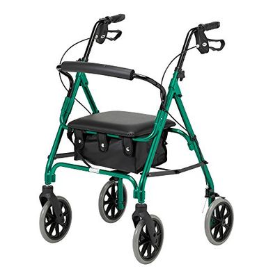 Days Lichte inklapbare rollator met vier wielen, rollator met gevoerde zitting, afsluitbare remmen en draagtas, beperkte mobiliteitshulp, voor ouderen of gehandicapten, Racing Green, 105 / Medium