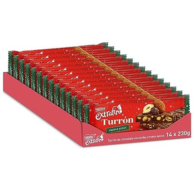 NESTLÉ EXTRAFINO Turron de chocolate con leche y Frutos Secos 14x230g