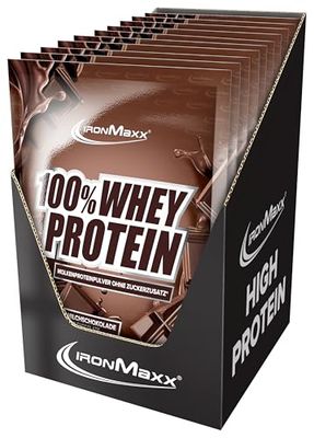 IronMaxx 100% Whey Protein - Milchschokolade 10 x 30g | Protéine de lactosérum soluble dans l'eau, réduite en sucre | de nombreuses saveurs différentes