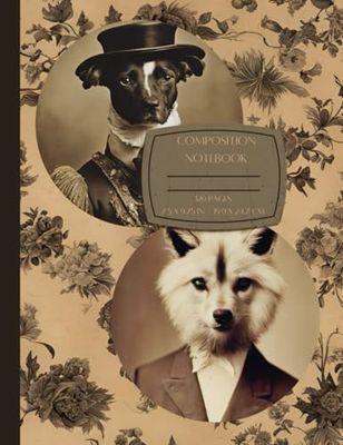Dog Vintage Style Composition Book: Pet Portrait, 120 Cream Paper Pages, College Ruled