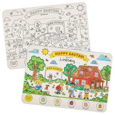 Baker Ross FN398 Easter Egg Hunt Colour-in Placemats - Pack of 8, Easter Colouring Decorations for Kids