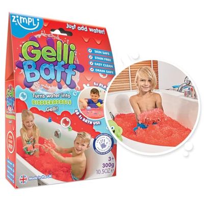 Gelli Baff Red de Zimpli Kids, 1 baño o 6 usos de Juego, Convierte mágicamente el Agua en una Sustancia Viscosa Gruesa y Colorida, Juguete Educativo para aliviar el estrés para niñas y niños,