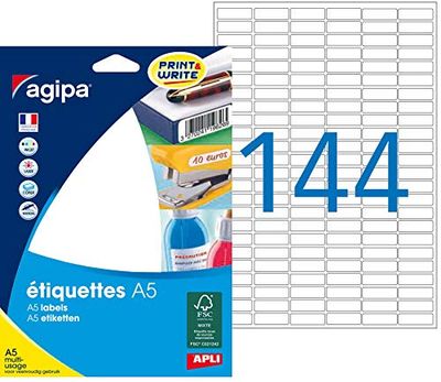 agipa 114017 universaletiketter, 8 x 20 mm, vita