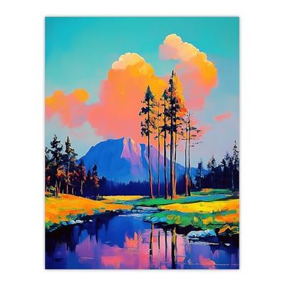 Artery8 El Capitan Merced River Mountain Landscape Living Room Extra Large XL Wall Art Poster Print
