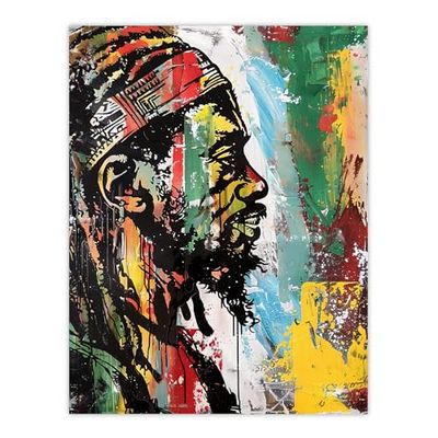Artery8 Rastafari Man Portrait Modern Colourful Painting Living Room Large Wall Art Poster Print Thick Paper 18X24 Inch