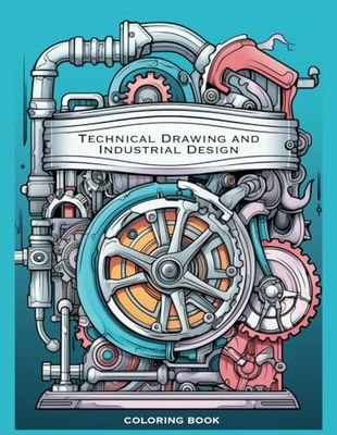 Technical Drawing and Industrial Design Coloring Book: 50+ Illustrations of Machine Parts, Technical Details for Adults!